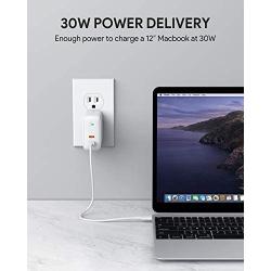 PD Charger AUKEY 36W 2-Port Foldable USB C Charger with 30W Power Delivery 3.0 & Dynamic Detect Type C Wall Charger for iPhone 11 Pro Max SE, Galaxy S10, Pixel 4 XL, MacBook, iPad, Airpods Pro, Switch