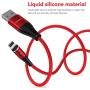 Melonboy Magnetic Charging Cable(2 Pack, 3.3ft/6.6ft), Soft & Tangle-Free Liquid Silicone Cable, 3 in 1 Magnetic Phone Charger Cable Compatible with Type-C, Micro USB and iProduct Devices - Red