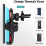 Wireless Charger Car Touch Sensing Automatic Retractable Clip Fast Charging Compatible for iPhone Xs Max/XR/X/8/8Plus Samsung S9/S8/Note 8