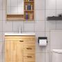 VAEHOLD Self Adhesive Toilet Paper Holder with Phone Shelf SUS 304 Stainless Steel Wall Mounted Toilet Paper Roll Holder - Rustproof and Bathroom Washroom Tissue Roll Holder with Shelf - Black
