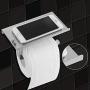 Toilet Paper Holder, SUS304 Stainless Steel Toilet Paper Holder with Phone Shelf for Mobile Phone, Wall Mounted Bathroom Tissue Holder for Smartphone