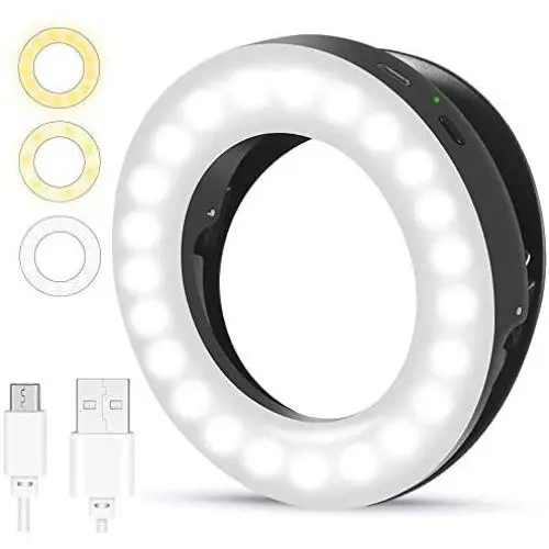 (2020 Upgraded New) Ytaland Selfie Ring Light, 3 Lighting Modes Rechargeable Selfie Fill Light, Adjustable Brightness Laptop Light for Video Conferencing, Small Ring Light for iPhone, Android (Black) (2020 Upgraded New) Ytaland Selfie Ring Light, 3 Lighting Modes Rechargeable Selfie Fill Light, Adjustable Brightness Laptop Light for Video Conferencing, Small Ring Light for iPhone, Android (Black)