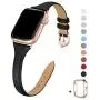 WFEAGL Leather Bands Compatible with Apple Watch 38mm 40mm 42mm 44mm, Top Grain Leather Band Slim & Thin Wristband for iWatch Series 5 & Series 4/3/2/1 (Black Band+Rose Gold Adapter, 38mm 40mm) WFEAGL Leather Bands Compatible with Apple Watch 38mm 40mm 42mm 44mm, Top Grain Leather Band Slim & Thin Wristband for iWatch Series 5 & Series 4/3/2/1 (Black Band+Rose Gold Adapter, 38mm 40mm)