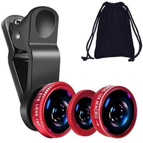 KINGMAS 3 in 1 Universal Fish Eye & Macro Clip Camera Lens Kit for iPad iPhone 8 7 6 Samsung BlackBerry and Most Smartphones