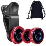 KINGMAS 3 in 1 Universal Fish Eye & Macro Clip Camera Lens Kit for iPad iPhone 8 7 6 Samsung BlackBerry and Most Smartphones