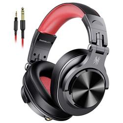 OneOdio A71 Wired Over Ear Headphones, Studio Headphones with SharePort, Professional Monitor Recording & Mixing Foldable Headphones with Stereo Sound for Electric Drum Keyboard Guitar Amp (Red)