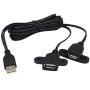 USB 2.0 Male to Dual Female Charging Extension Cable, Furniture nightstand USB Charging Port, Panel Mount Cable with Screw Hole Used for:Mobile Phones,Table Lamps,Portable Power and More 5 ft (1pc)