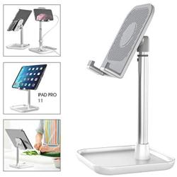 Licheers Cell Phone Stand, Adjustable Phone Stand for Desk Tablet Stand Compatible with iPad, iPhone, Android Smartphone, Nintendo Switch and More 4-11 inch Devices (White)