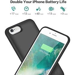 Gixvdcu Battery Case for iPhone 6/6s/7/8,6000mAh Portable Charger Case Protective External Battery Pack Rechargeable Charging Cover for iPhone 6/6s/7/8 (4.7inch)- Black