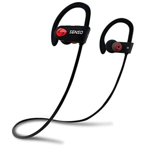 SENSO Bluetooth Headphones, Best Wireless Sports Earphones w/Mic IPX7 Waterproof HD Stereo Sweatproof Earbuds for Gym Running Workout 8 Hour Battery Noise Cancelling Headsets