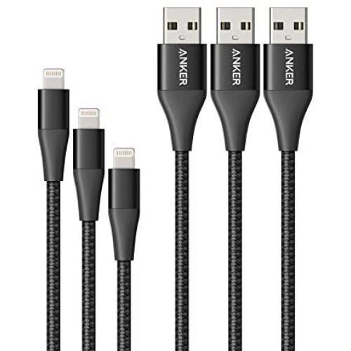 Anker Powerline+ II Lightning Cable 3-Pack (3 ft, 6 ft, 10 ft), MFi Certified for Flawless Compatibility with iPhone 11/11 Pro / 11 Pro Max/Xs/XS Max/XR/X / 8/8 Plus / 7 and More (Black)
