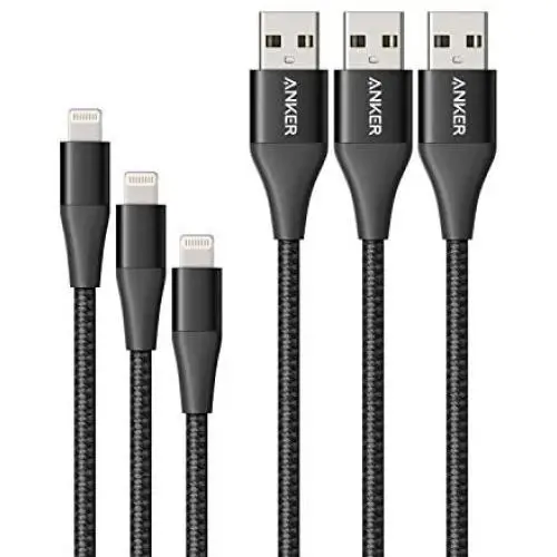 Anker Powerline+ II Lightning Cable 3-Pack (3 ft, 6 ft, 10 ft), MFi Certified for Flawless Compatibility with iPhone 11/11 Pro / 11 Pro Max/Xs/XS Max/XR/X / 8/8 Plus / 7 and More (Black)