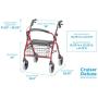 NOVA Cruiser Deluxe Rollator Walker, Red