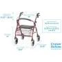NOVA Cruiser Deluxe Rollator Walker, Red NOVA Cruiser Deluxe Rollator Walker, Red