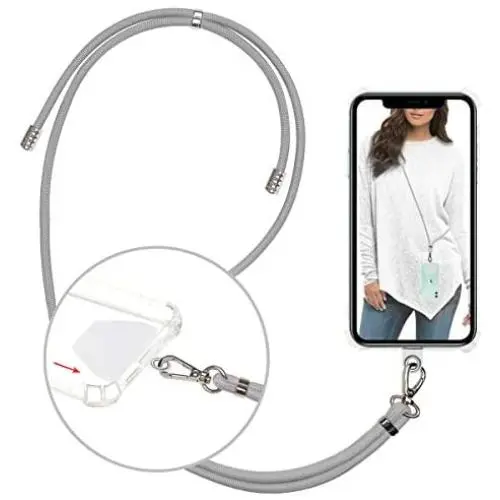takyu Phone Lanyard, Universal Cell Phone Lanyard with Adjustable Nylon Neck strap, Phone Tether Safety Strap Compatible with Most Smartphones with Full Coverage Case (Gray) takyu Phone Lanyard, Universal Cell Phone Lanyard with Adjustable Nylon Neck strap, Phone Tether Safety Strap Compatible with Most Smartphones with Full Coverage Case (Gray)