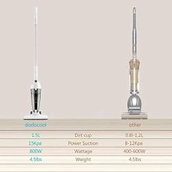 dodocool 2 in 1 Corded Vacuum Cleaner, Swivel Ultra Lightweight Vacuum Cleaner,15 KPa 800W Strong Suction Handheld Stick Vacuum Includes Multiple Accessories, Bagless for Hard Floor Car Pet