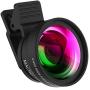 Cell Phone Camera Lens 2 in 1 Clip-on Lens Kit 0.45X Super Wide Angle & 12.5X Macro Phone Camera Lens for iPhone 8 7 6s 6 Plus 5s Samsung Android & Most Smartphones Black