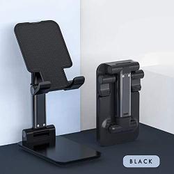 Metal Desktop Cell Phone Stand Holder,Tablet Holder Table Cell Foldable Extend Support Desk Mobile Phone Holder Stand for iPhone iPad Adjustable (Black)