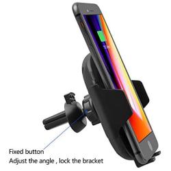 Wireless Car Charger Wireless Mount Compatible Automatic Holder for iPhone XR XS Max X 8 8+,10W Fast chargeing for Samsung All.Infrared Motion Sensor Automatic Open and Qi Enabled Devices.