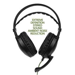 Homedoor SA-801 3.5mm Gaming Headsets with Microphone Over Ear Music Headphones Volume Control Black-green Compatible with PS4 New Xbox One Laptop Tablet PC Mobile Phones