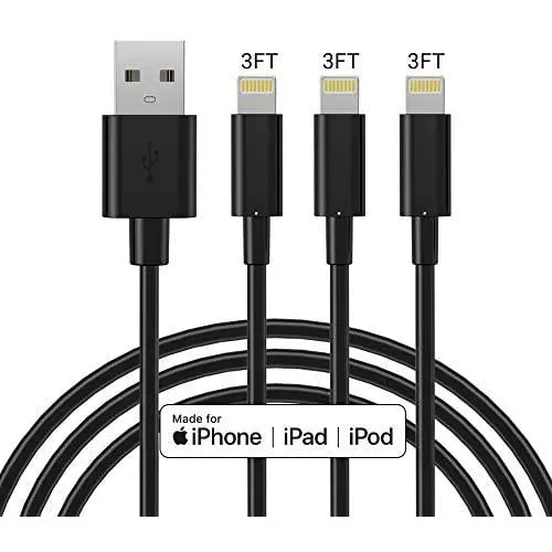 MFi Certified Lightning Cable - Marchpower iPhone Charger Cable - 3Pack 3FT iPhone USB Charging Cable for iPhone Xs Max X 8Plus 7Plus 6S Plus 6 5S iPad Pro Air iPod and More - Black MFi Certified Lightning Cable - Marchpower iPhone Charger Cable - 3Pack 3FT iPhone USB Charging Cable for iPhone Xs Max X 8Plus 7Plus 6S Plus 6 5S iPad Pro Air iPod and More - Black