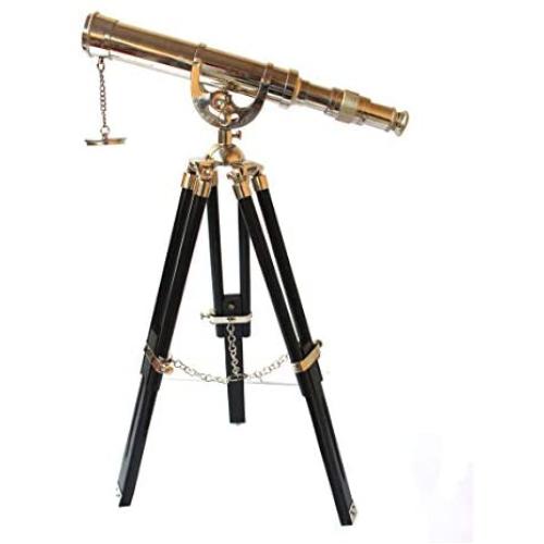 Vintage Tripod Reflecting Telescope Antique Dutch Brass Nautical Unique Eyepiece Harbour Master Stand