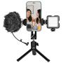 Smartphone Microphone Filmmaker Shotgun Mic Video Recording with Metal Tripod, Built-in Battery LED Light, Phone Holder Storage Case Vlogging Vlog YouTube for iPhone 7 8 X XR 11 Pro Max Samsung Huawei