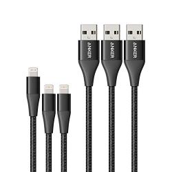 Anker Powerline+ II Lightning Cable 3-Pack (3 ft, 3 ft, 6 ft), MFi Certified for Flawless Compatibility with iPhone 11/11 Pro / 11 Pro Max/Xs/XS Max/XR/X / 8/8 Plus / 7 and More (Black)