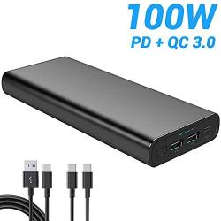 Portable Laptop Charger 26800mAh 100W PD Power Bank, External Battery Pack with Dual Quick Charge 3.0 Ports, Fast Charge for USB-C Laptops, MacBook Pro, iPad Pro, iPhone, Samsung Galaxy and More