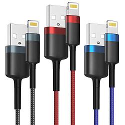 LTI-Direct Lightning Cable iPhone Charger Cable, 3PACK 10FT Nylon Braided Fast Charging & Sync Cord for iPhone XS/XR/X/8/8 Plus/7/6/6/5/iPad