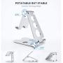 Phone Stand Holder,Full Foldable Phone Holder for Desk,Cell Phone Stand Adjustable Desktop Phone Holder Cradle Compatible with iPhone 11 Pro Max,iPad Mini,Tablets (7-10"), All Phones (Silver)