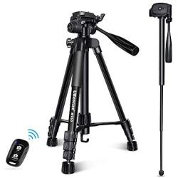 UBeesize 60-inch Camera Tripod, MT60 Aluminum Monopod Tripod Combo, Lightweight Professional Travel Video Camera Stand with Carry Bag for DSLR, SLR, Cell Phone