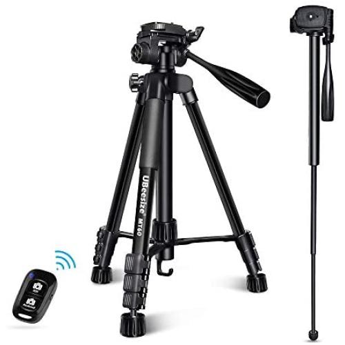 UBeesize 60-inch Camera Tripod, MT60 Aluminum Monopod Tripod Combo, Lightweight Professional Travel Video Camera Stand with Carry Bag for DSLR, SLR, Cell Phone