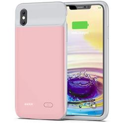 OMEETIE Battery Case for iPhone Xs Max, 5000mAh Slim Portable Rechargeable Charging Case Compatible with iPhone Xs Max(6.5 inch) Protective Charger Case(Pink)