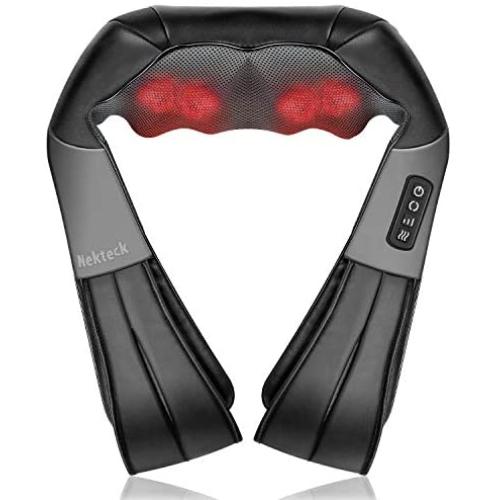 Shiatsu Neck and Back Massager with Soothing Heat, Nekteck Electric Deep Tissue 3D Kneading Massage Pillow for Shoulder, Leg, Body Muscle Pain Relief, Home, Office, and Car Use