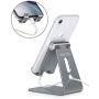Adjustable Cell Phone Stand, OMOTON Desktop Cell Phone Stand Tablet Stand, Advanced 4mm Thickness Aluminum Stand Holder for Mobile Phone and Tablet (Up to 10.1 inch) … (Grey)
