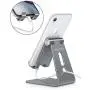 Adjustable Cell Phone Stand, OMOTON Desktop Cell Phone Stand Tablet Stand, Advanced 4mm Thickness Aluminum Stand Holder for Mobile Phone and Tablet (Up to 10.1 inch) … (Grey)