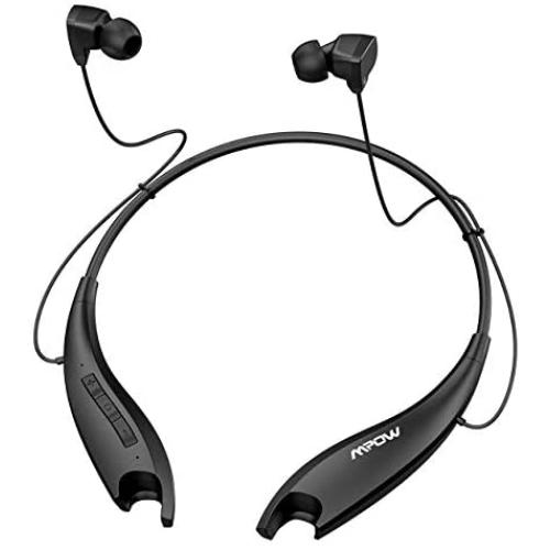 Mpow Jaws Gen5 Bluetooth Headphones 18H Playtime for Work from Home, V5.0 Wireless Neckband Headphones Online Teaching & Conference, Bluetooth Headset Call Vibrate & CVC6.0 Noise Cancelling Mic, Black