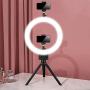 10" Ring Light with Tripod Stand & 2 Cell Phone Holder for YouTube Video & Tiktok, Lusweimi Mini Dimmable Desk Makeup Led Ringlight for Photography, Shooting and Live Streaming