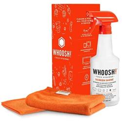 WHOOSH! Screen Cleaner Kit - Best for Smartphones, iPads, Eyeglasses, Kindle, Touchscreen & TVs - Includes 1 Unit of 500ml/16.9 fl oz (14x14) W! Cloth + Bonus (6x6) W!Cloth - Amazon Pack