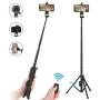 Selfie Stick Tripod,54" Extendable Tripod Stand with Cell Phone Mount Holder & Rechargeable Wireless Remote,Lightweight, Compatible with iPhone & Android Phone,Camera,Gopro