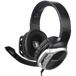 Sades Stereo Gaming Headset for Xbox One PS4 PC,Surround Sound Over-Ear Headphones Anti-Noise Mic,Volume Control Laptop, Mac,Smartphone, iPad -(R17 Black Silver)