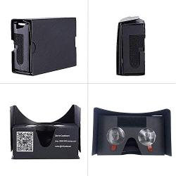 Google Cardboard,VR Headsets 3D Box Virtual Reality Glasses with Big Clear 3D Optical Lens and Comfortable Head Strap for All 3-6 Inch Smartphones (VR2.0 Black, 1 Pack)