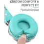 Wireless Headphones 25 Hrs w/Romantic LED Light, HiFi Stereo Picun Bluetooth 5.0 Headphones Over Ear w/Deep Bass/HD Mic/Bag, Protein Earpads, Foldable, TF Card/Wired Mode for PC Cellphone (Grey/Mint)