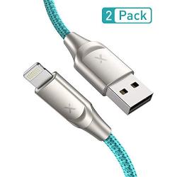 Xcentz iPhone Charger 2 Pack 6ft, Apple MFi Certified Lightning Cable Fast Charger iPhone Cable, Durable Braided Nylon Metal Connector Charger Cord for iPhone 11/X/XS Max/XR/8 Plus/7/6/5, ipad - Blue