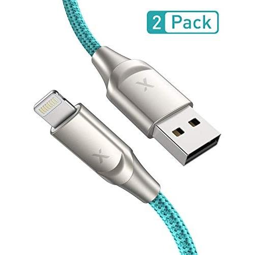 Xcentz iPhone Charger 2 Pack 6ft, Apple MFi Certified Lightning Cable Fast Charger iPhone Cable, Durable Braided Nylon Metal Connector Charger Cord for iPhone 11/X/XS Max/XR/8 Plus/7/6/5, ipad - Blue