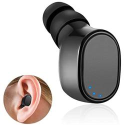 Single Mini Bluetooth Earbud Wireless Bluetooth Headset in-Ear Invisible Earpiece Business Bluetooth Headphone with Magnetic USB Charging Dock 4Hr Playtime Sweatproof Sport Earphone (Black)