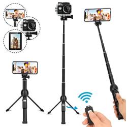 Selfie Stick,45 Inch Extendable Selfie Stick Tripod with Rechargeable Wireless Remote and Phone Tripod Stand,Compatible with iPhone 11 Pro Xs X 8 7 6 Plus,Samsung Galaxy Note10 S10 S9 S8,Gopro