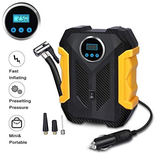 Digital Air Compressor for Car Auto Pump Portable Tire Inflator with LED Light DC 12V