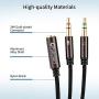 Headphone Splitter Adapter 3.5mm Aux Audio Splitter for Computer, Hinotori Headset Splitter Mic and Audio Y Splitter Cable for PC Gaming Headset, Nintendo Switch, PS4, Xbox One, Smartphones or Laptop